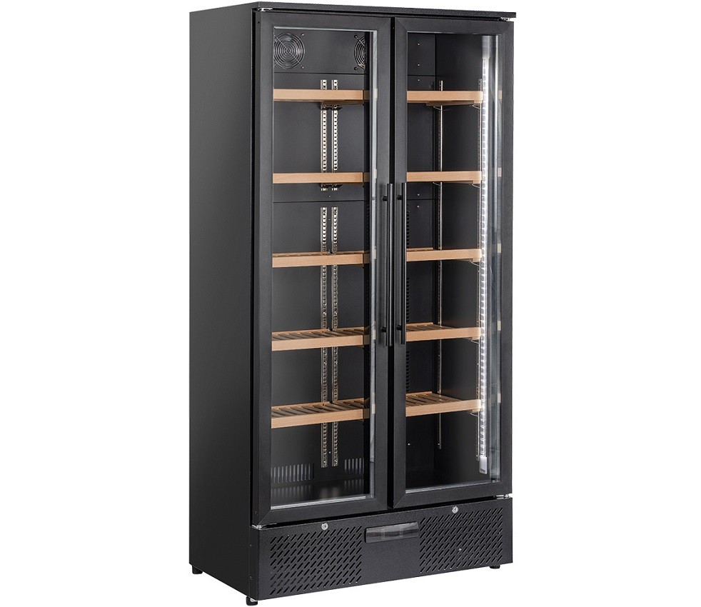 Armário Refrigerado Ventilado Digital de 2 Portas, Adega para Vinhos Vertical, Cave Profissional +5º +14º C, 900 Litros (transporte incluído) - Refª 102993