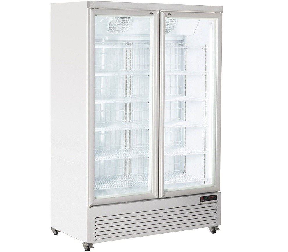 Armário de Congelação Profissional de 2 Portas, Congelador Ventilado de 1900 Litros com Portas de Vidro Triplo, -18º -15º C (transporte incluído) - Refª 102976