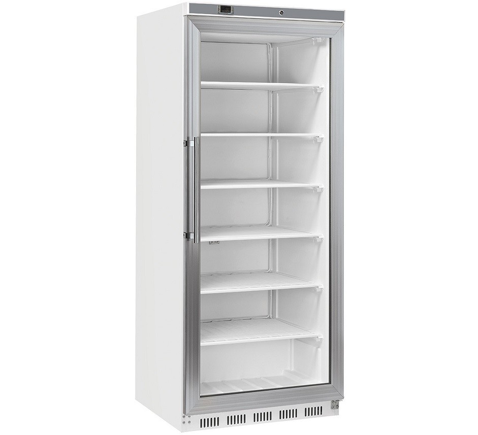 Armário Congelador Profissional de 600 Litros, Arca Frigorífica de Congelação Branca com Porta de Vidro, -20º -15º C (transporte incluído) - Refª 102969