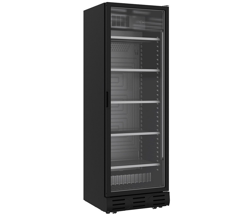 Armário de Refrigeração Ventilado de 650 Litros, Frigorífico Profissional Preto com Porta de Vidro, +1º +9º C (transporte incluído) - Refª 102984