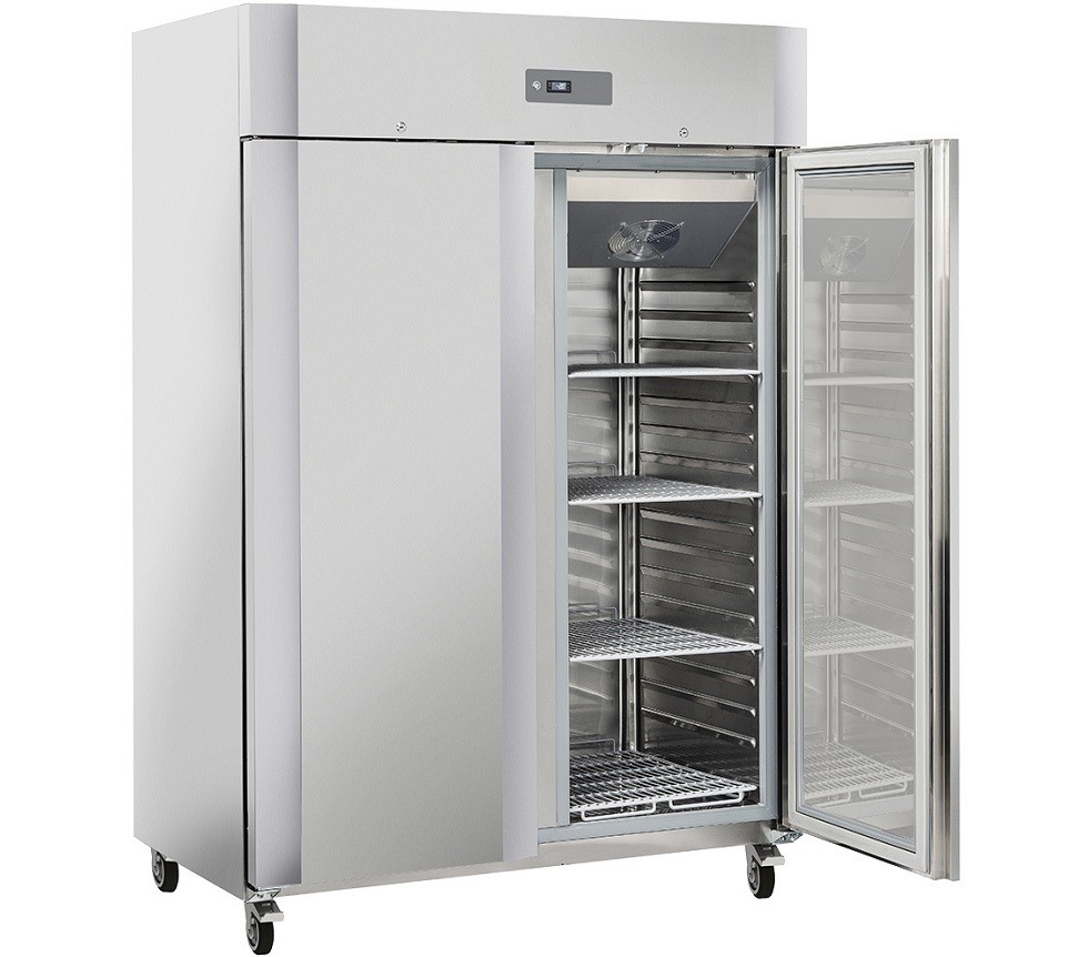 Armário Frigorífico de 2 Portas Refrigerado e Ventilado Profissional de 1200 Litros em Aço Inoxidável, Temperaturas -2º +8º C (transporte incluído) - Refª 102768