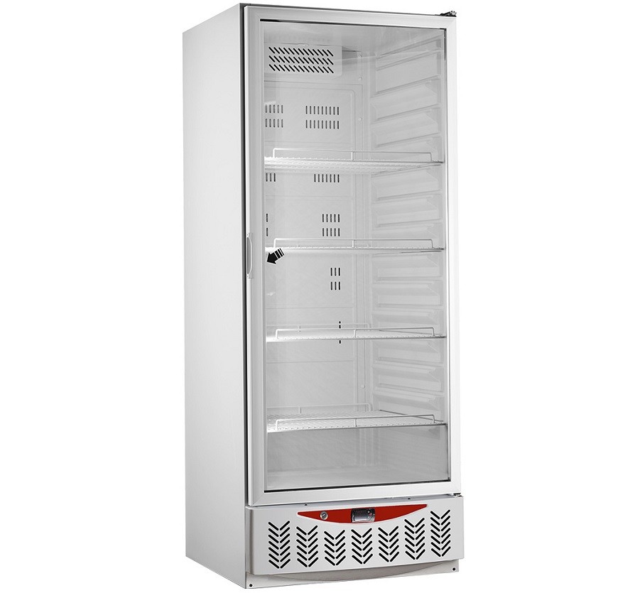 Armário Frigorífico de Refrigeração Industrial Ventilado Branco GN 2/1 + 600x400 mm com Porta de Vidro, 525 Litros, Temperaturas +1º +8º C (transporte incluído) - Refª 102658