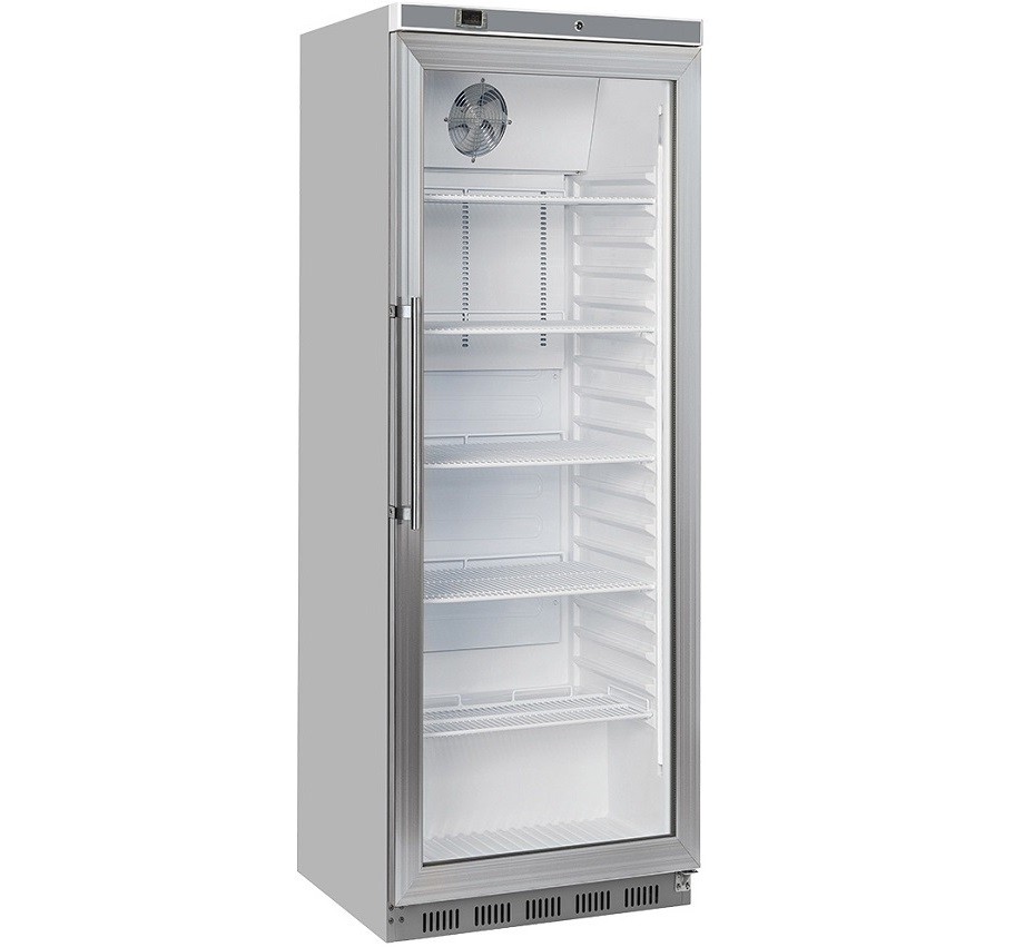 Armário Refrigerado Profissional de 400 litros, Frigorífico Ventilado com Porta de Vidro, +3º +10º C (transporte incluído) - Refª 102950
