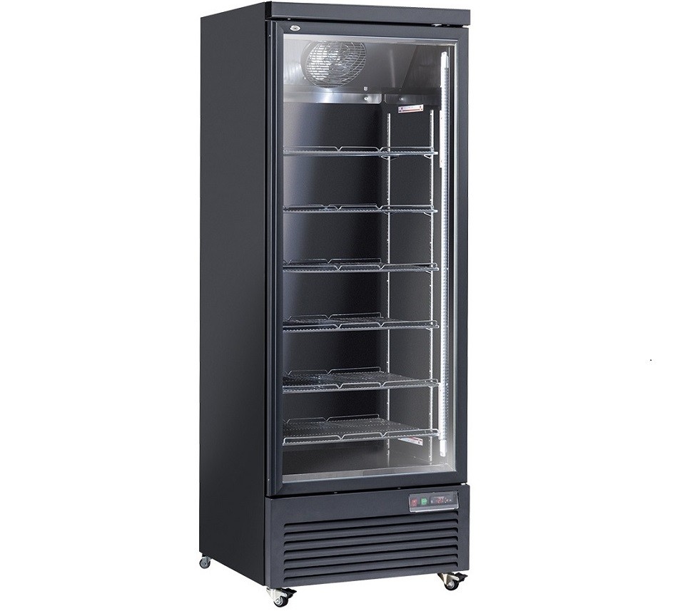 Armário de Refrigeração Profissional 1000 Litros, Frigorífico Ventilado Preto com Porta de Vidro Duplo, +1º +10º C (transporte incluído) - Refª 102973