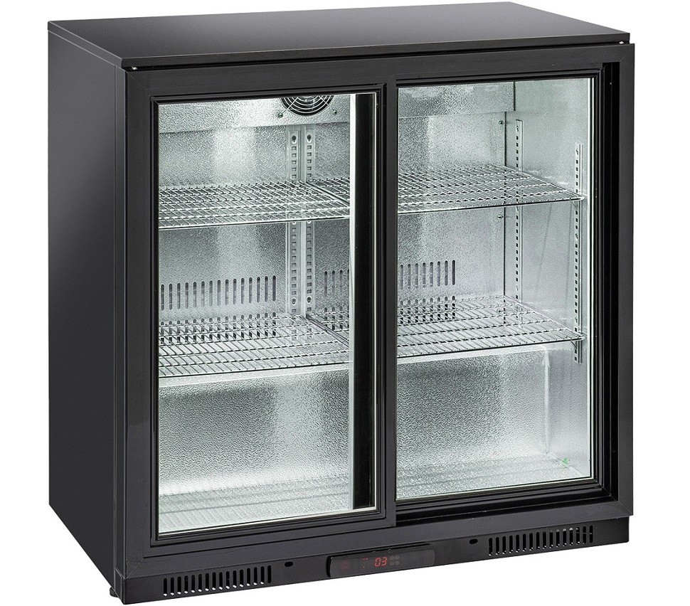 Armário Refrigerado Ventilado para Latas e Garrafas com 2 Portas Deslizantes de Correr, 201 Litros, Temperaturas +1º +10º C (transporte incluído) - Refª 100161