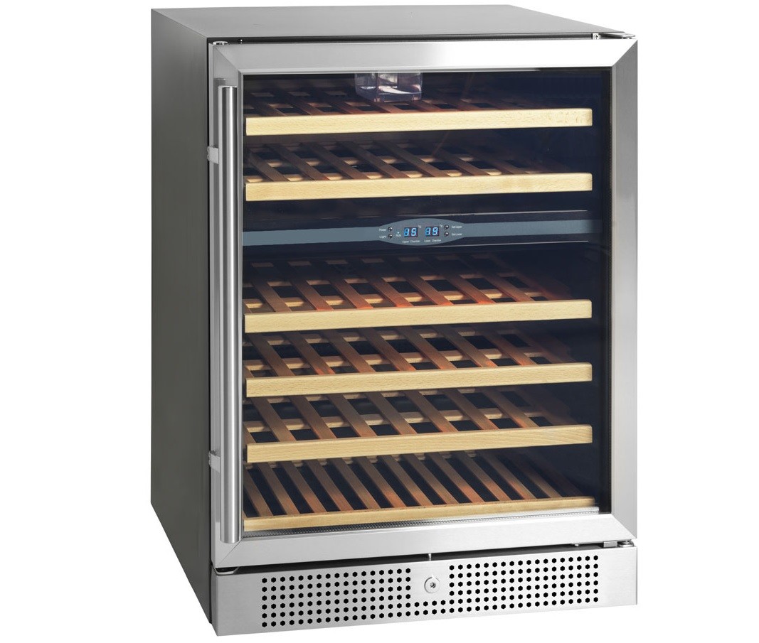 Armário Refrigerado Ventilado, 160 Litros, Adega para Vinhos com 2 Temperaturas Independentes, +5° +10° / +10° +18° C (transporte incluído) - Refª 102329