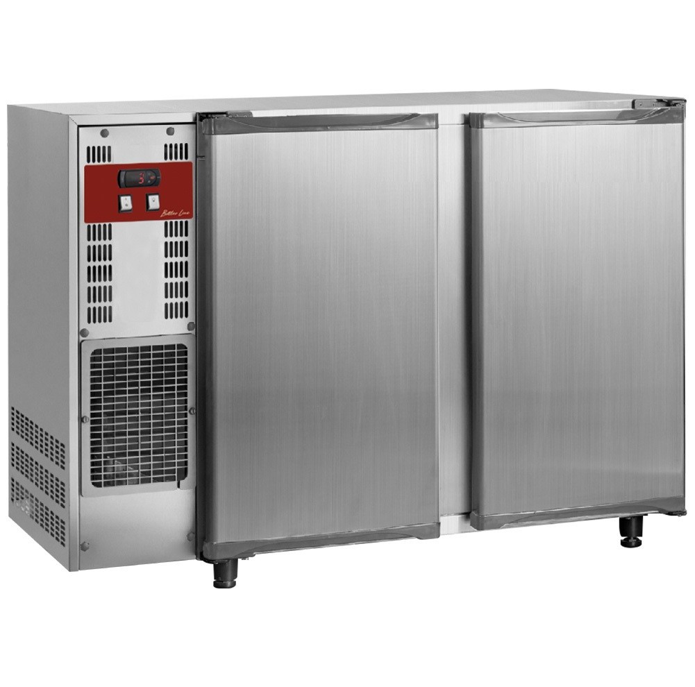 Bancada Industrial Refrigerada Ventilada com 2 Portas em Aço Inoxidável, 375 Litros, +1º +8º C (transporte incluído) - Refª 102290