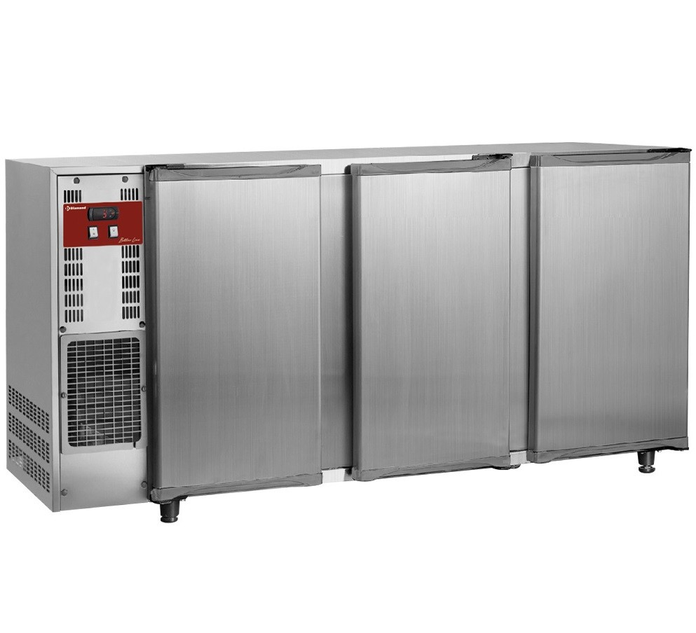 Bancada Industrial Refrigerada Ventilada com 3 Portas em Aço Inoxidável, 579 Litros, +1º +8º C (transporte incluído) - Refª 102291