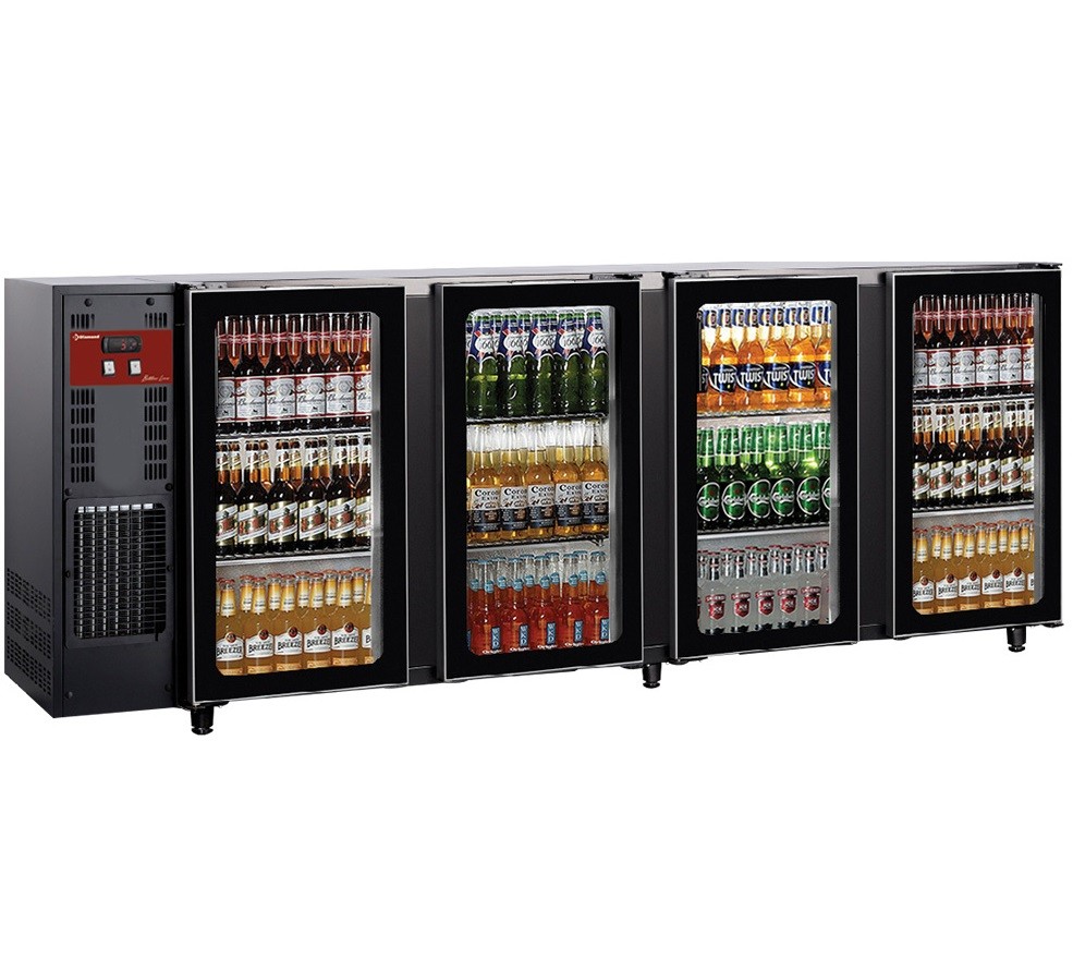 Bancada Industrial Refrigerada Ventilada com 4 Portas de Vidro, 783 Litros, +1º +8º C (transporte incluído) - Refª 102289