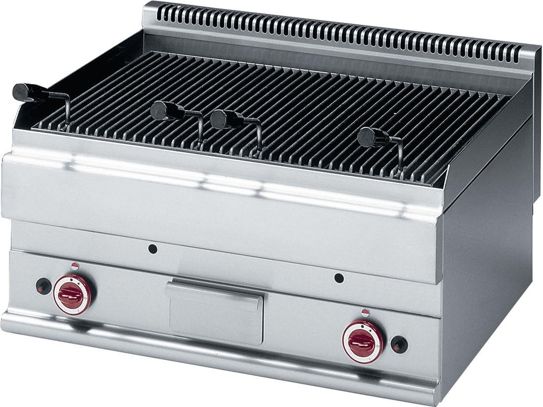 Grelhador Industrial a Gás de Pedra Lávica de 2 Zonas Independentes da Linha 650, Grill de 9460 kcal/h, Potência de 11000 Watts (transporte incluído) - Refª 100042