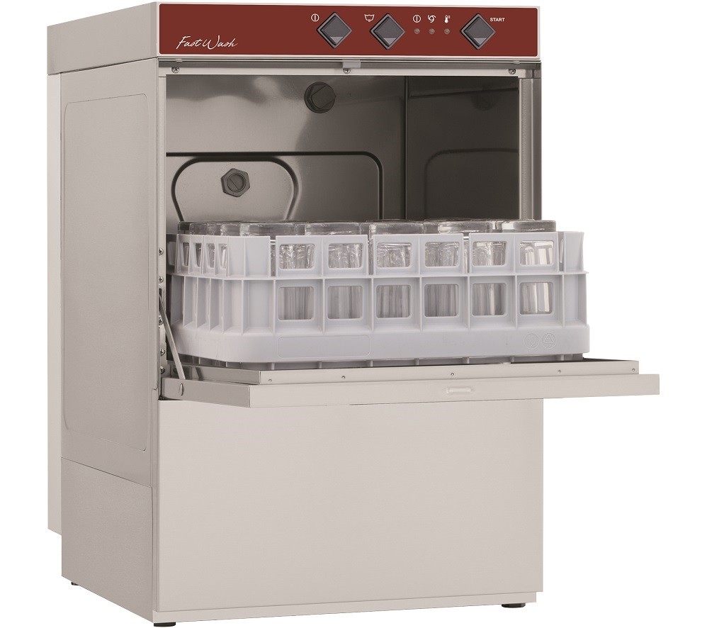Máquina de Lavar Louça Industrial Monofásica Profissional para Copos e Pequenos Pratos com Cestos de 400x400 mm (transporte incluído) - Refª 100169