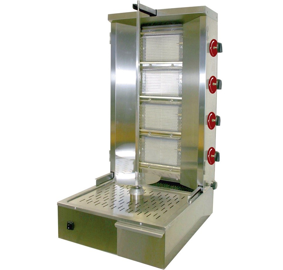 Grelhador Industrial a Gás Kebab com Espeto de 800 mm, 40 a 55 kg, 12040 kcal/h, Potência de 14000 Watts (transporte incluído) - Refª 100195