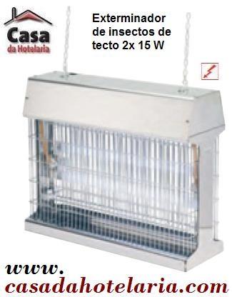 Exterminador de Insetos de Teto com 2 Lâmpadas Fluorescentes de 15 Watts, Insectívoro com Protecção de 125 m2 (transporte incluído) - Refª 100295