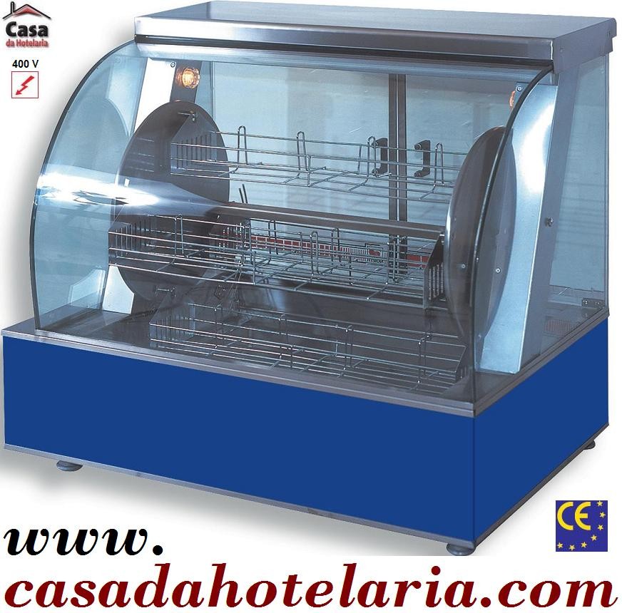 Grelhador Eléctrico Rotativo para 16 a 20 Frangos com Painel de Vidro Curvo, Forno com Potência de 5400 Watts, + 300º C (transporte incluído) - Refª 100333