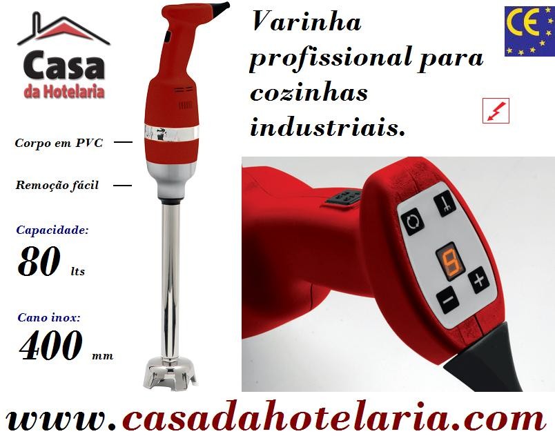 Varinha Misturadora Profissional com Acelerador para 80 Litros, Cano de 400 mm, Comprimento Total de 750 mm, 400 Watts (transporte incluído) - Refª 100473