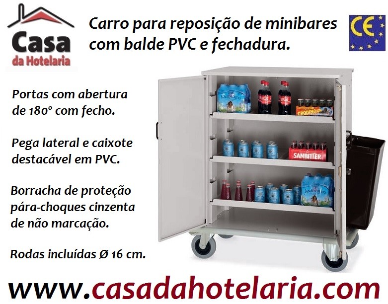 Carro para Reposição de Minibares, Dimensões de 1000x640x1250 mm LxPxA (transporte incluído) - Refª 100801