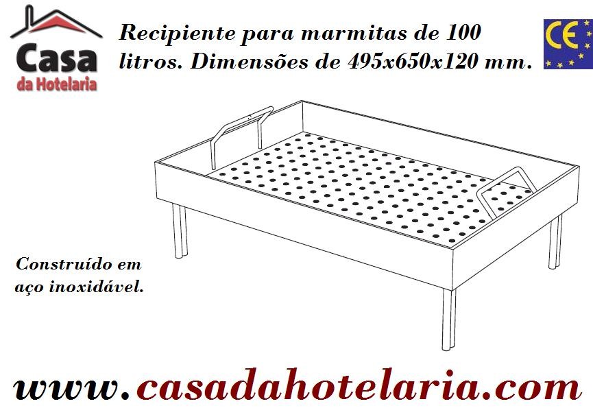 Recipiente em Inox para Caldeira a Vapor de 100 Litros, 495x650x120 mm (transporte incluído) - Refª 101099