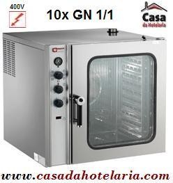 Forno Elétrico Industrial Trifásico de Convecção de 10 Níveis GN 1/1 com Humidificação Automática, +30° +300° C, 17300 Watts (transporte incluído) - Refª 101342