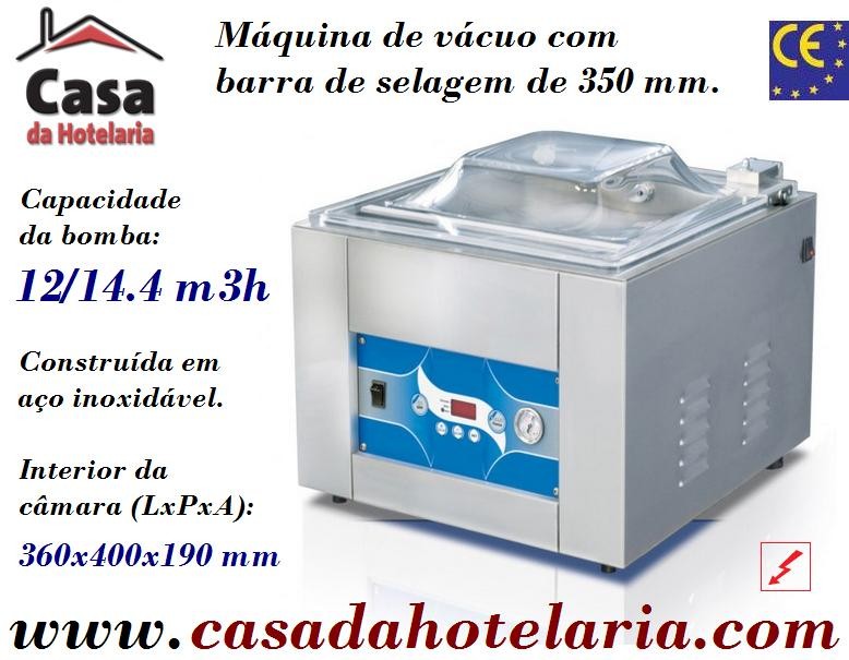 Máquina de Vácuo Profissional com Barra de Selagem de 350 mm e Bomba de 12 / 14.4 m3h, Tampa Saliente (transporte incluído) - Refª 101364