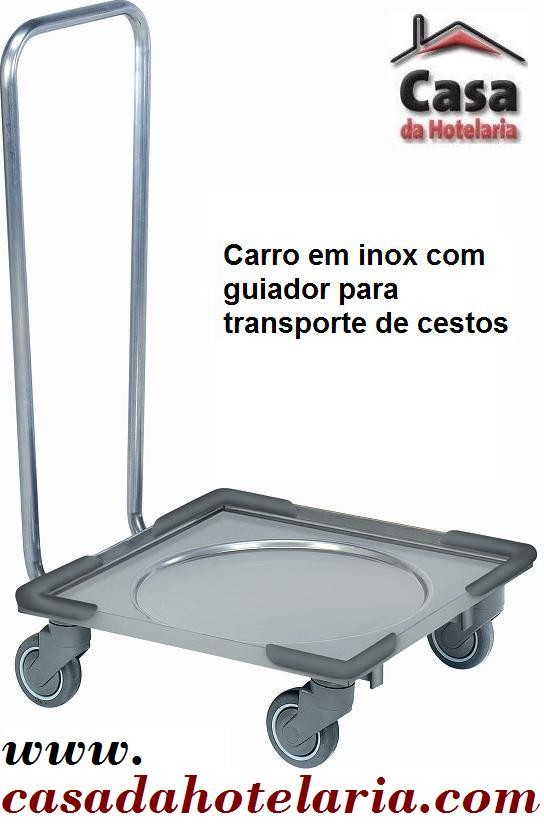 Carro para Transporte de Cestos com Guiador e Base em Inox (transporte incluído) - Refª 101417