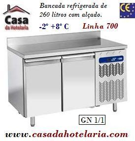 Bancada Refrigerada com Alçado e 2 Portas GN 1/1 da Linha 700 com Funções HACCP, Temperaturas -2º +8º C (transporte incluído) - Refª 101526