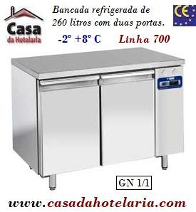 Bancada Refrigerada de 260 Litros com 2 Portas GN 1/1 da Linha 700 para Grupo à distância (transporte incluído) - Refª 101532