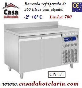 Bancada Refrigerada de 260 Litros com Alçado de 2 Portas GN 1/1 da Linha 700 (transporte incluído) - Refª 101548