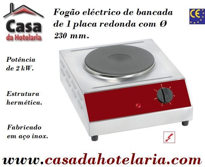 Fogão Elétrico Industrial de Bancada com 1 Placa Redonda de 2000 Watts (transporte incluído) - Refª 101600