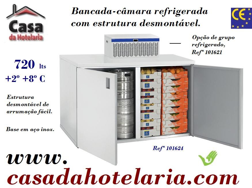 Bancada Câmara Refrigerada Desmontável com Dimensões de 1060x730x1060 mm (LxPxA), 720 Litros (transporte incluído) - Refª 101623