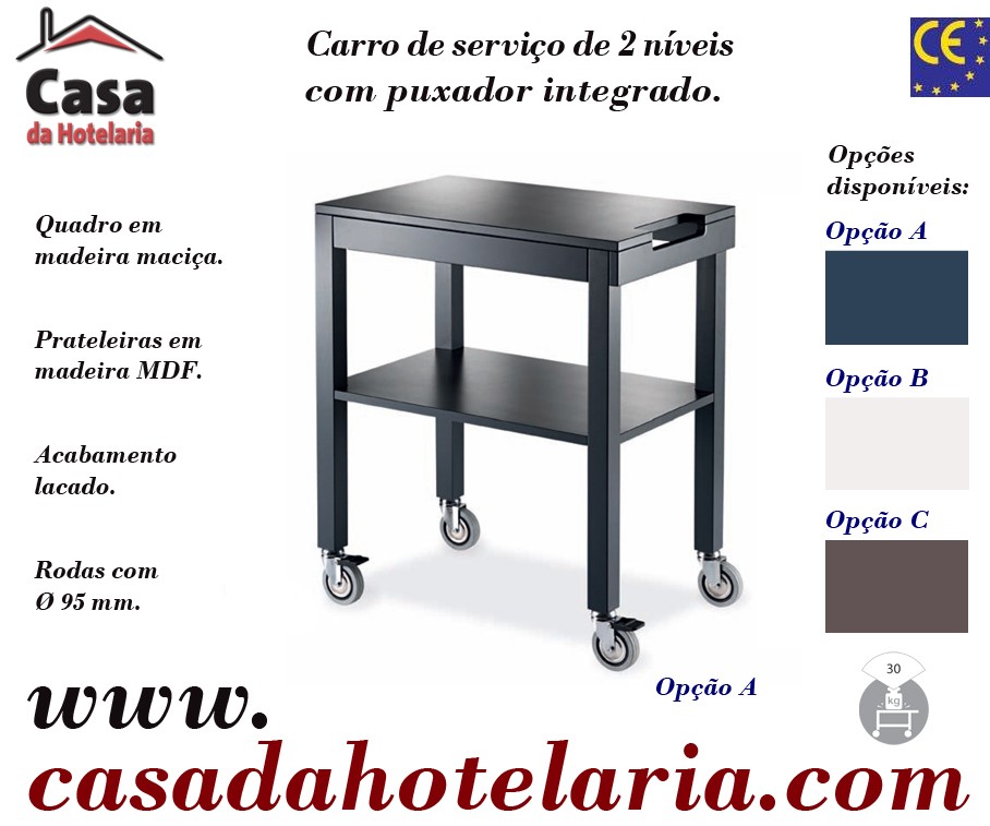 Carro de Serviço para Hotelaria de 2 Níveis com 700x450x840 mm (LxPxA) (transporte incluído) - Refª 101650