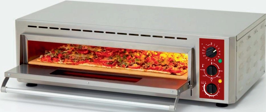 Forno de Pizzas Elétrico Monofásico para Tabuleiro 600x400 mm ou 2 Pizzas com Ø 330 mm, 5000 Watts, 0º +350º C (transporte incluído) - Refª 101719
