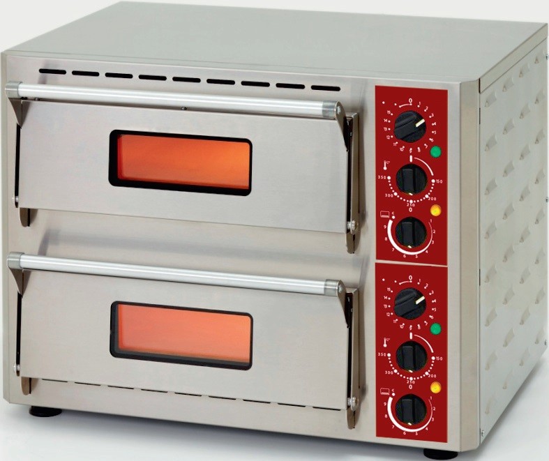 Forno de Pizzas Eléctrico Monofásico com 2 Câmaras Ø 430 mm, Potência de 6000 Watts, 0° +350°C (transporte incluído) - Refª 101720