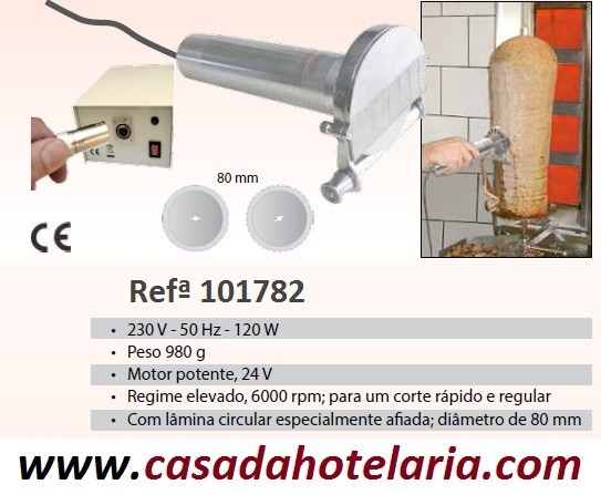 Faca de Corte Automática para Grelhadores Kebab com Lâmina Ø 80 mm, 6000 rpm, potência 120 W (transporte incluído) - Refª 101782