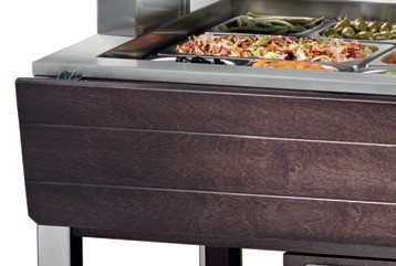 Prateleira Frontal para Tabuleiros Dobrável para Carros em Madeira Wengué 4x GN 1/1 - Refª 101935