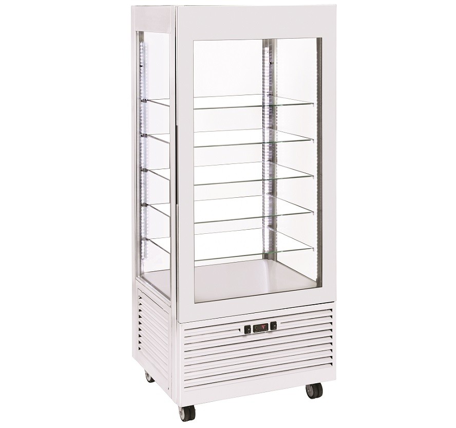 Vitrina Refrigerada Ventilada de Cor Branca com 4 Lados de Exposição e 5 Prateleiras, 480 Litros, +2º +10º C (transporte incluído) - Refª 101939