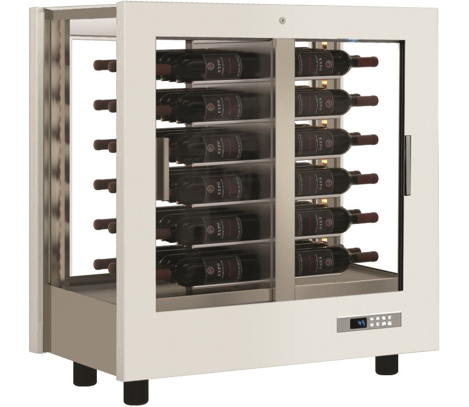 Armário Refrigerado Ventilado, Vitrina para Vinhos, Adega Branca com Portas em Vidro, 216 Litros, +4º +16º C (transporte incluído) - Refª 102333