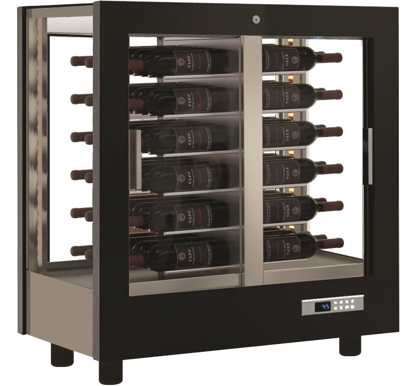 Armário Refrigerado Ventilado, Vitrina para Vinhos, Adega Preta com Portas em Vidro, 216 Litros, +4º +16º C (transporte incluído) - Refª 102334