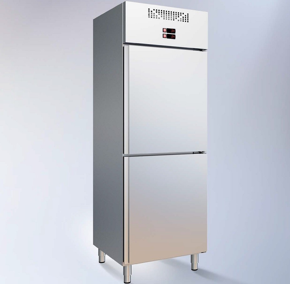 Armário Refrigerado Industrial Ventilado em Inox GN 1/1 de 2 Compartimentos Independentes com 438 lts da linha 600, +3º+6º C/ +3º+6º C (transporte incluído) - Refª 102362