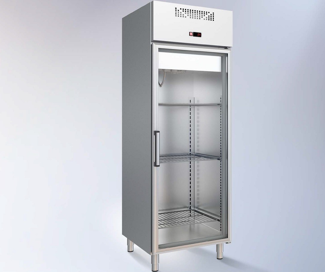 Armário Refrigerado Industrial Ventilado em Inox GN 1/1 de 438 Litros da Linha 600 com Porta de Vidro, Temperatura +3º +6º C (transporte incluído) - Refª 102366