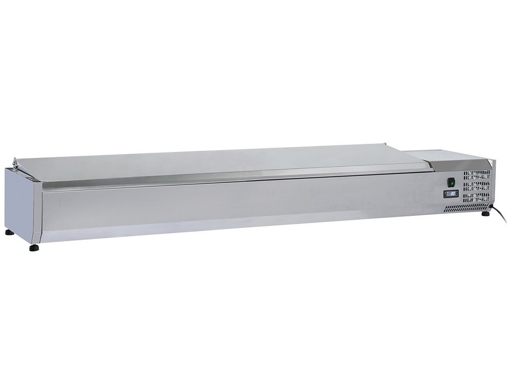 Estrutura Refrigerada Profissional GN 1/3 com Tampa em Aço Inoxidável, 2000 mm, +2º +8º C (transporte incluído) - Refª 102814