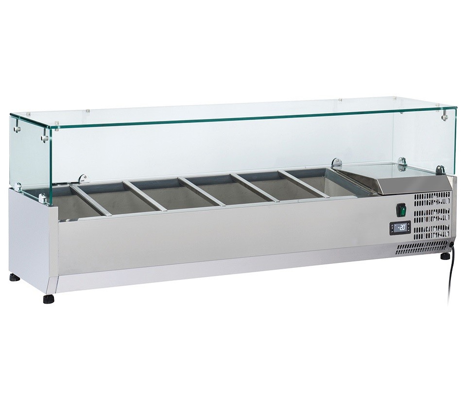 Estrutura Refrigerada Profissional GN 1/3 com Tampa em Vidro, 1500 mm, +2º +8º C (transporte incluído) - Refª 102818
