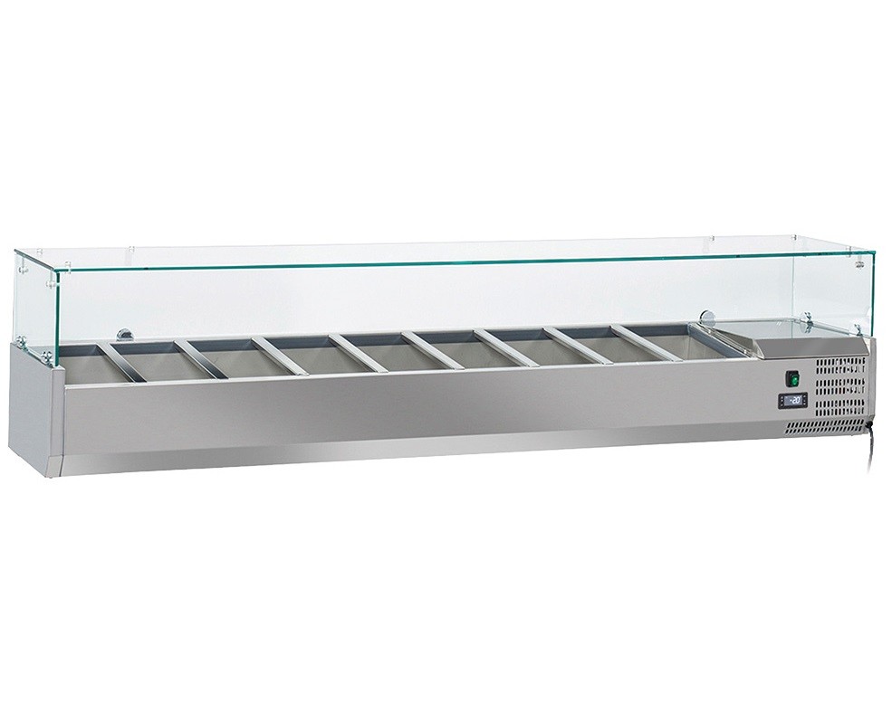 Estrutura Refrigerada Profissional GN 1/3 com Tampa em Vidro, 2000 mm, +2º +8º C (transporte incluído) - Refª 102819