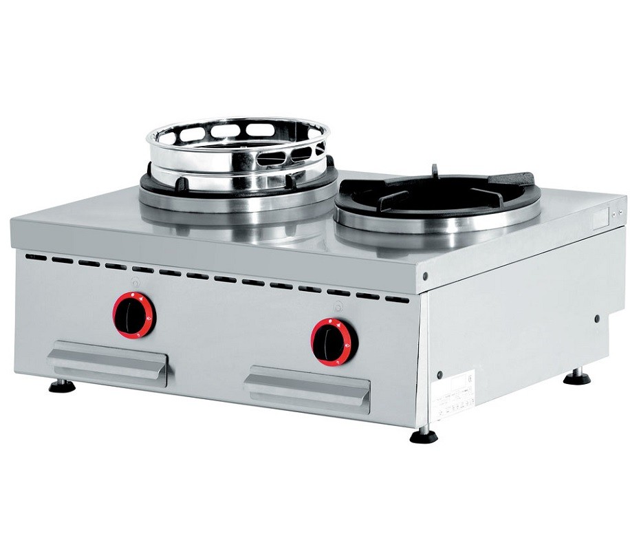 Fogão a Gás Asiático WOK de Bancada com 2 Queimadores Profissionais, 2x 13000 Watts (transporte incluído) - Refª 100396