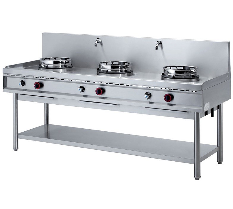 Fogão a Gás Asiático WOK de 3 Queimadores com Cortina de Água, 39000 Watts (transporte incluído) - Refª 100402