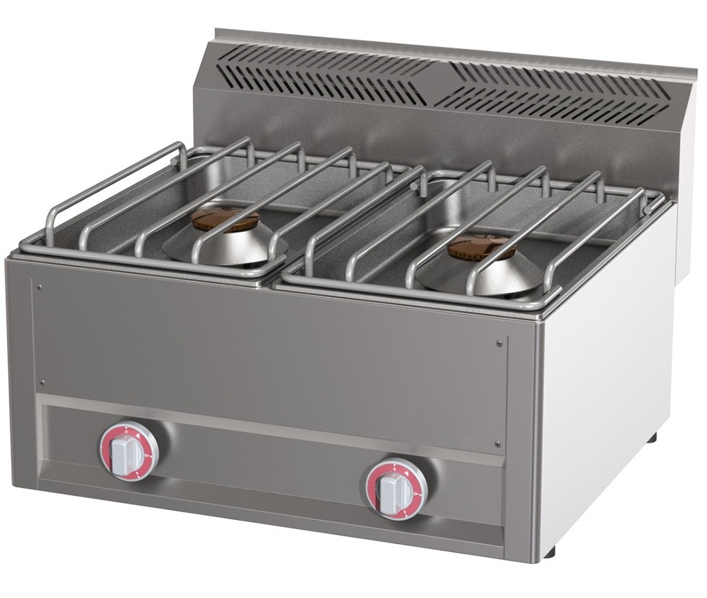 Fogão Industrial a Gás de Bancada com 2 Bicos POTENTES, 13757 Kcal/h, Potência de 16000 Watts (transporte incluído) - Refª 102786