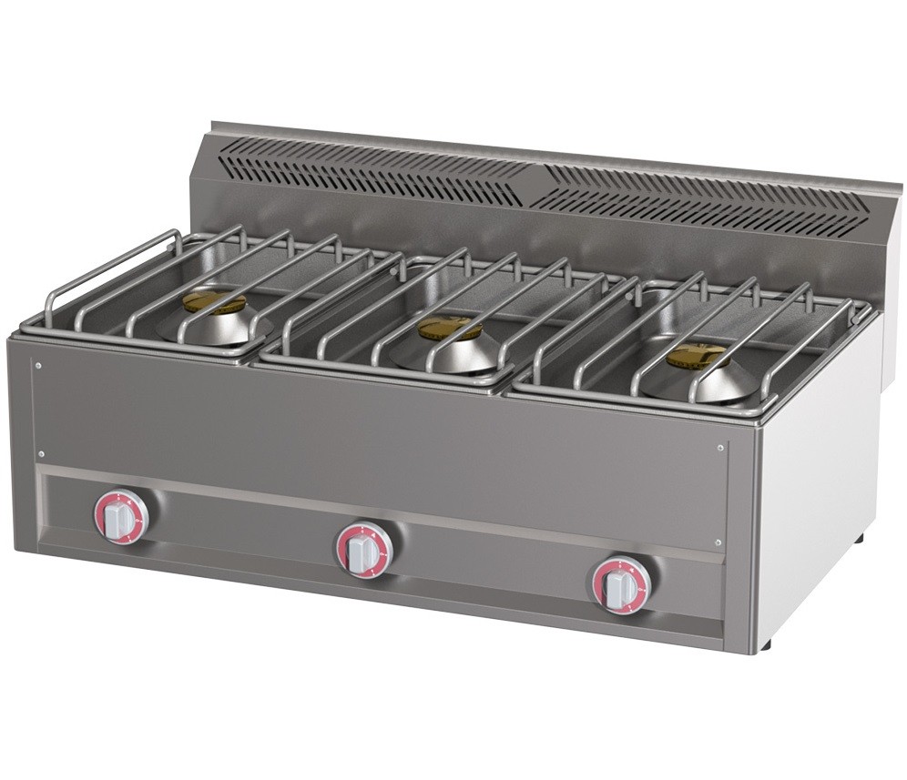 Fogão Industrial a Gás de Bancada com 3 Bicos POTENTES, 20636 Kcal/h, Potência de 24000 Watts (transporte incluído) - Refª 102787