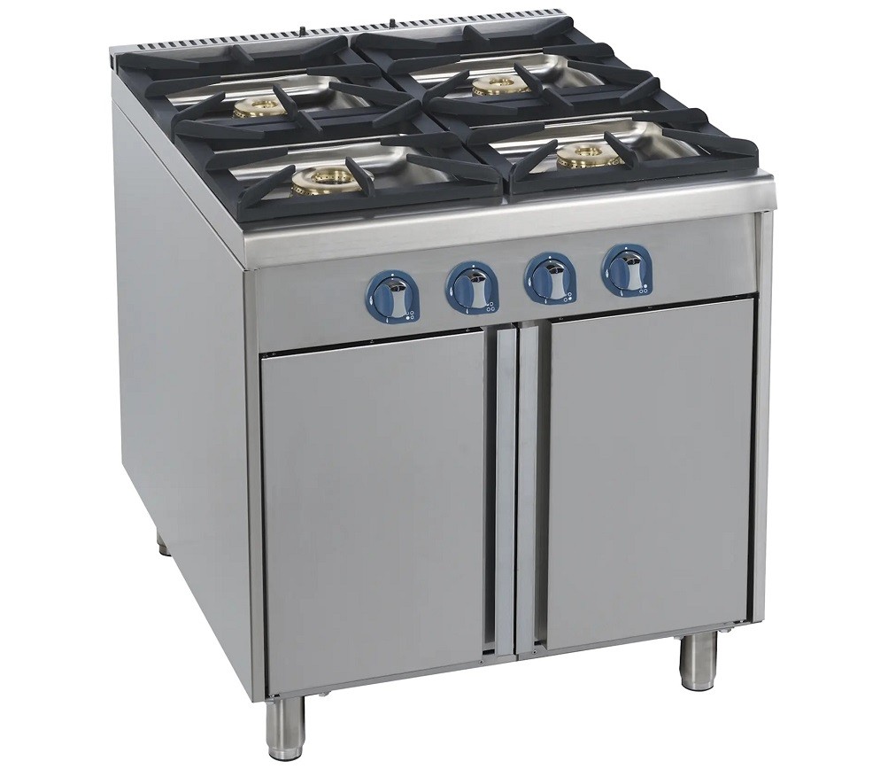 Fogão Industrial a Gás com 4 Queimadores Potentes sobre Móvel com Portas (transporte incluído) - Refª 102998