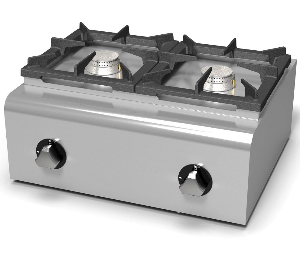 Fogão Industrial a Gás de Bancada com 2 Bocas, 9460 kcal/h, Potência Total dos Queimadores de 11000 Watts (transporte incluído) - Refª 102714