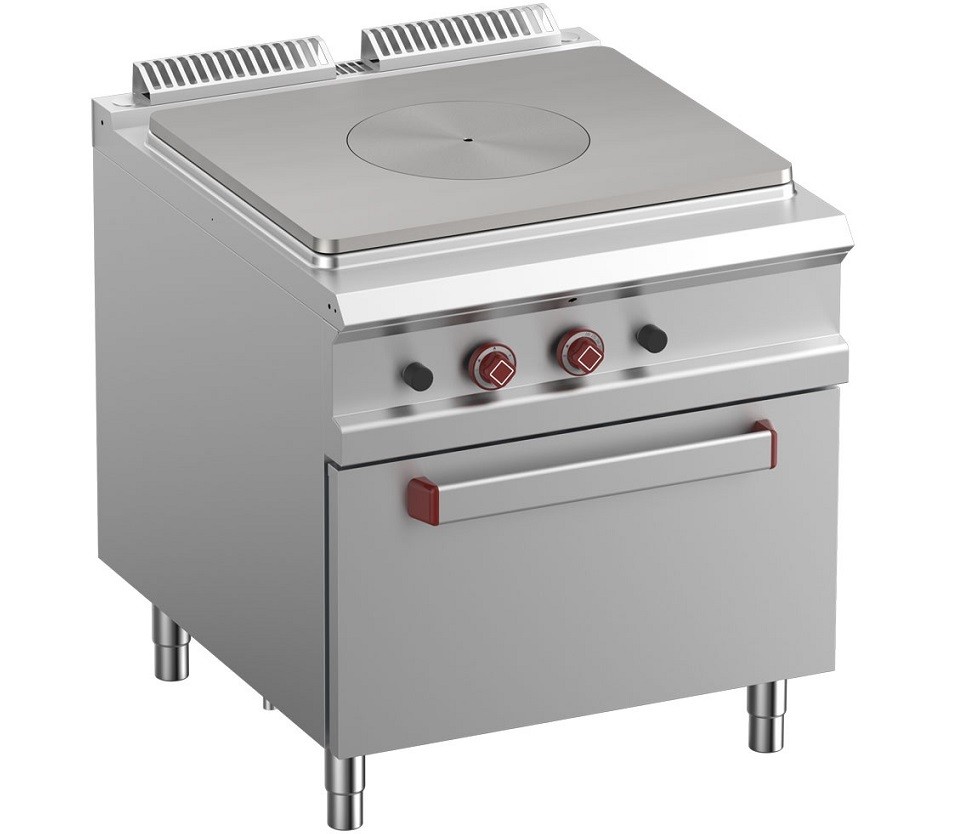 Fogão Industrial a Gás da Linha 900 de Placa Radiante com Forno Profissional a Gás GN 2/1, 16340 Kcal/h, Potência de 19000 Watts (transporte incluído) - Refª 100154