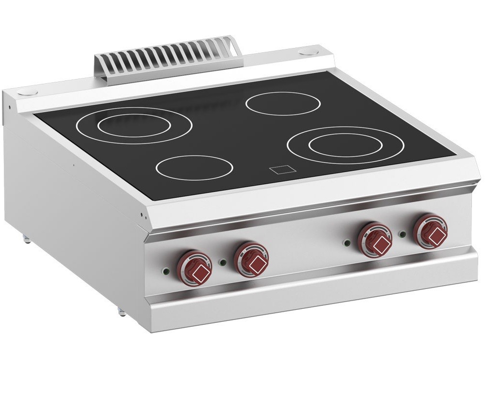 Fogão Industrial Elétrico Trifásico de 4 Zonas em Vitrocerâmica, 8600 Watts (transporte incluído) - Refª 100084